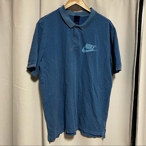 Nike Polo Shirt XL Blue Short Sleeve Swoosh cotton